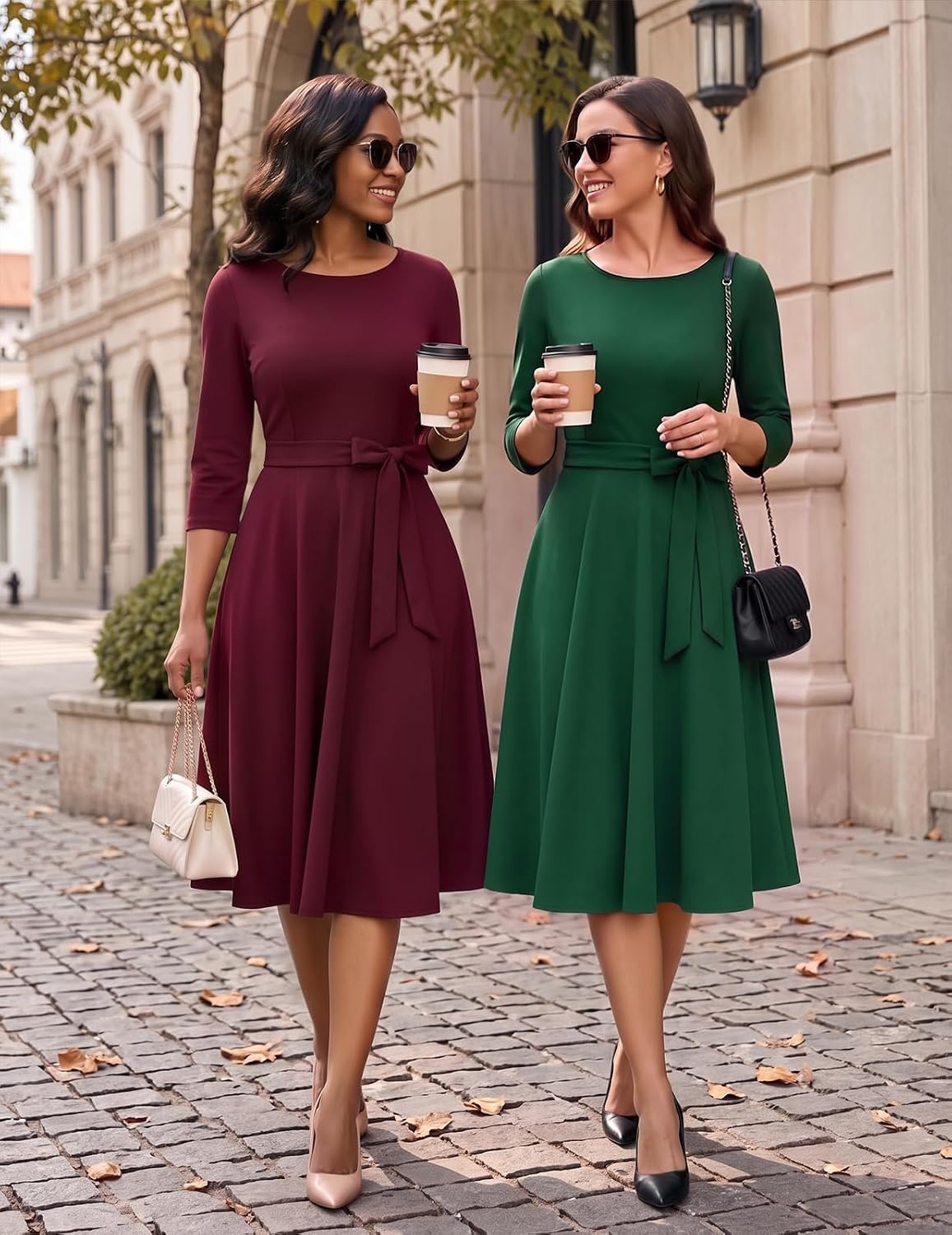 image:imageDRESSTELLS Womens Cocktail Dresses Fall Wedding Guest Church DressBurgundy