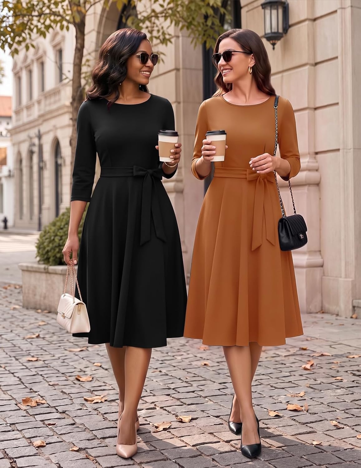 image:imageDRESSTELLS Womens Cocktail Dresses Fall Wedding Guest Church DressCaramel