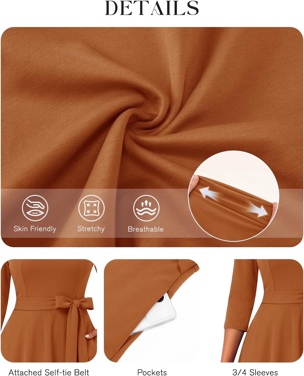 image:imageDRESSTELLS Womens Cocktail Dresses Fall Wedding Guest Church DressCaramel