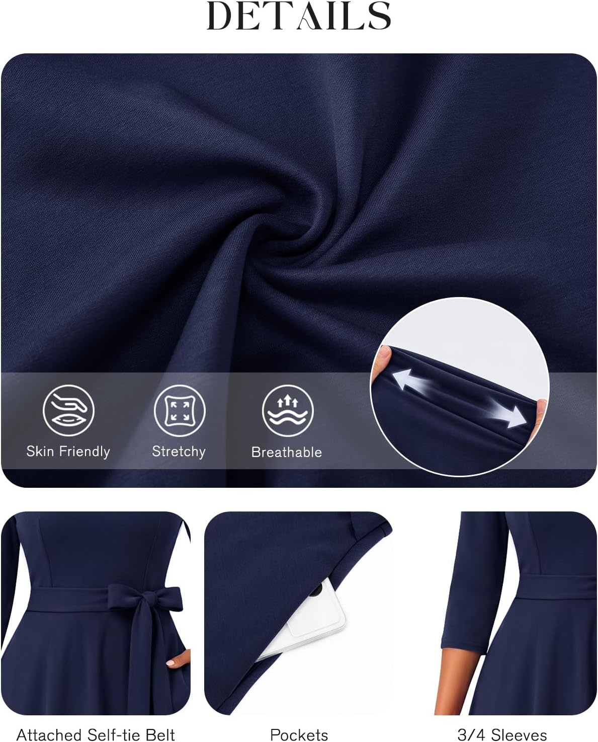 image:imageDRESSTELLS Womens Cocktail Dresses Fall Wedding Guest Church DressNavy