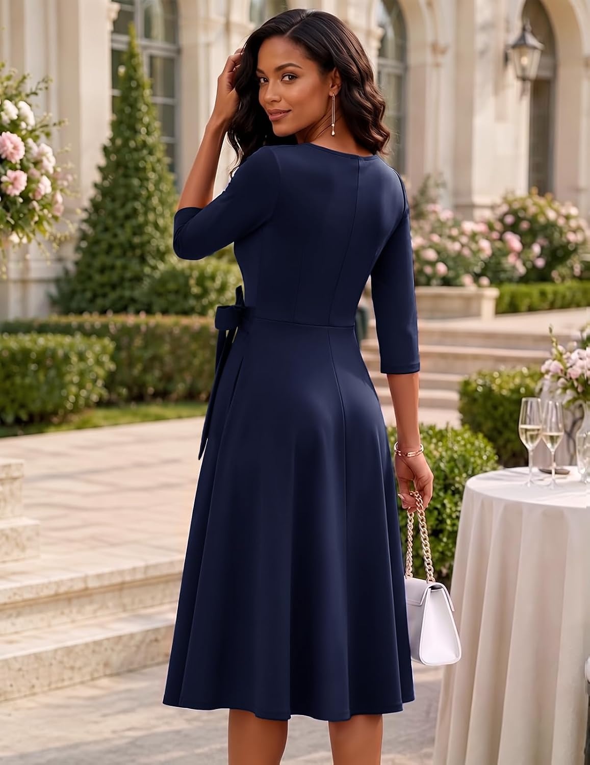 image:imageDRESSTELLS Womens Cocktail Dresses Fall Wedding Guest Church DressNavy