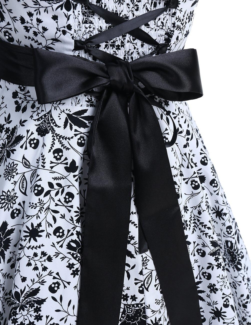 image:imageDRESSTELLS Womens Vintage 1950s Cocktail Dress Retro Tea Party Halter Swing DressesWhite Skull