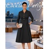 DRESSTELLS Women’s Cocktail Dress, Fall Wedding Guest Vintage 3/4 Sleeves(Black)