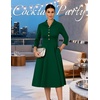 DRESSTELLS Women’s Cocktail Dress, Fall Wedding Guest Vintage 3/4 Sleeves(Darkgreen)