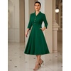 DRESSTELLS Women’s Cocktail Dress, Fall Wedding Guest Vintage 3/4 Sleeves(Darkgreen)
