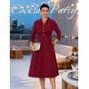DRESSTELLS Women’s Cocktail Dress, Fall Wedding Guest Vintage 3/4 Sleeves(Darkred)