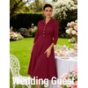 DRESSTELLS Women’s Cocktail Dress, Fall Wedding Guest Vintage 3/4 Sleeves(Darkred)