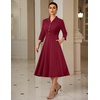 DRESSTELLS Women’s Cocktail Dress, Fall Wedding Guest Vintage 3/4 Sleeves(Darkred)