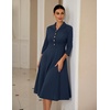 DRESSTELLS Women’s Cocktail Dress, Fall Wedding Guest Vintage 3/4 Sleeves(Navy)