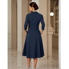 DRESSTELLS Women’s Cocktail Dress, Fall Wedding Guest Vintage 3/4 Sleeves(Navy)