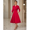DRESSTELLS Women’s Cocktail Dress, Fall Wedding Guest Vintage 3/4 Sleeves(Red)