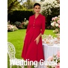 DRESSTELLS Women’s Cocktail Dress, Fall Wedding Guest Vintage 3/4 Sleeves(Red)