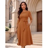 DRESSTELLS Women’s Cocktail Dresses, Fall Wedding Guest Church Dress(Caramel)