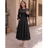 DRESSTELLS Women’s Fall Wedding Guest Dress, Floral Long Sleeve Midi Dress(Black)