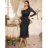 DRESSTELLS Women‘s Formal Wedding Guest Long Cocktail Party Mesh Sparkly Sequin Bodycon Slit Maxi Dress