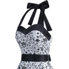 DRESSTELLS Women’s Vintage 1950s Cocktail Dress, Retro Tea Party Halter Swing Dresses(White Skull)