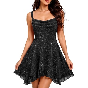 DRESSTELLS Women’s Sparkly Homecoming Dresses, Cocktail Dress for Teens(Black)