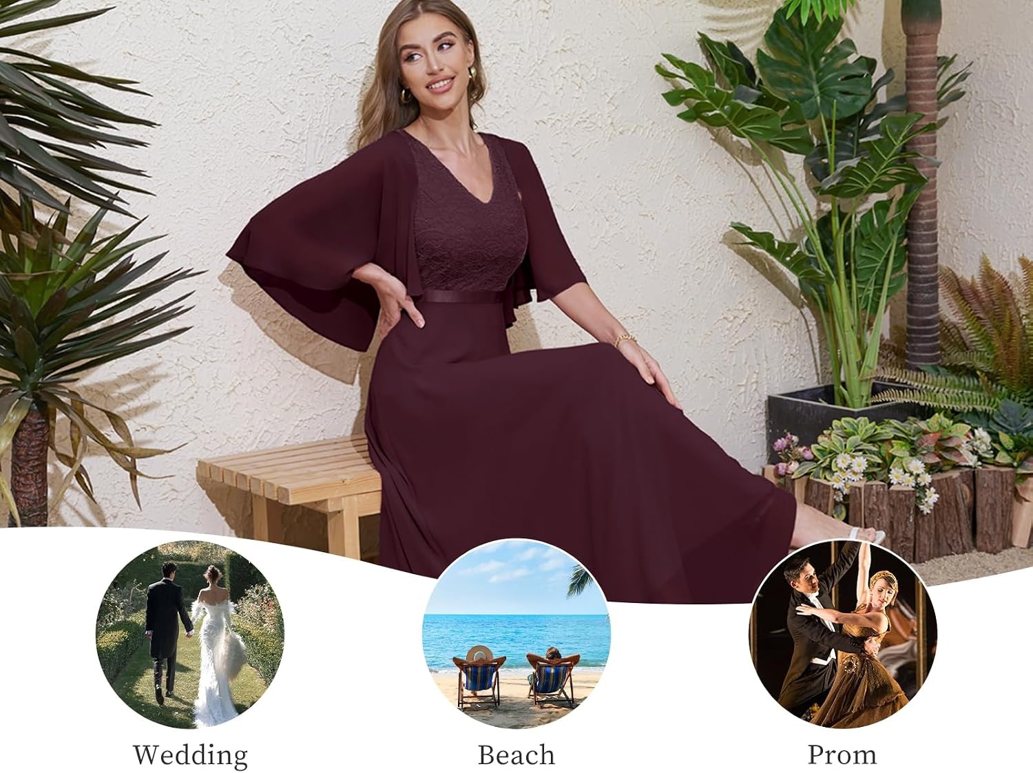 image:imageDRESSTELLS Wedding Guest Maxi Dress Mother of Bride 2026 Fall Evening GownBurgundy