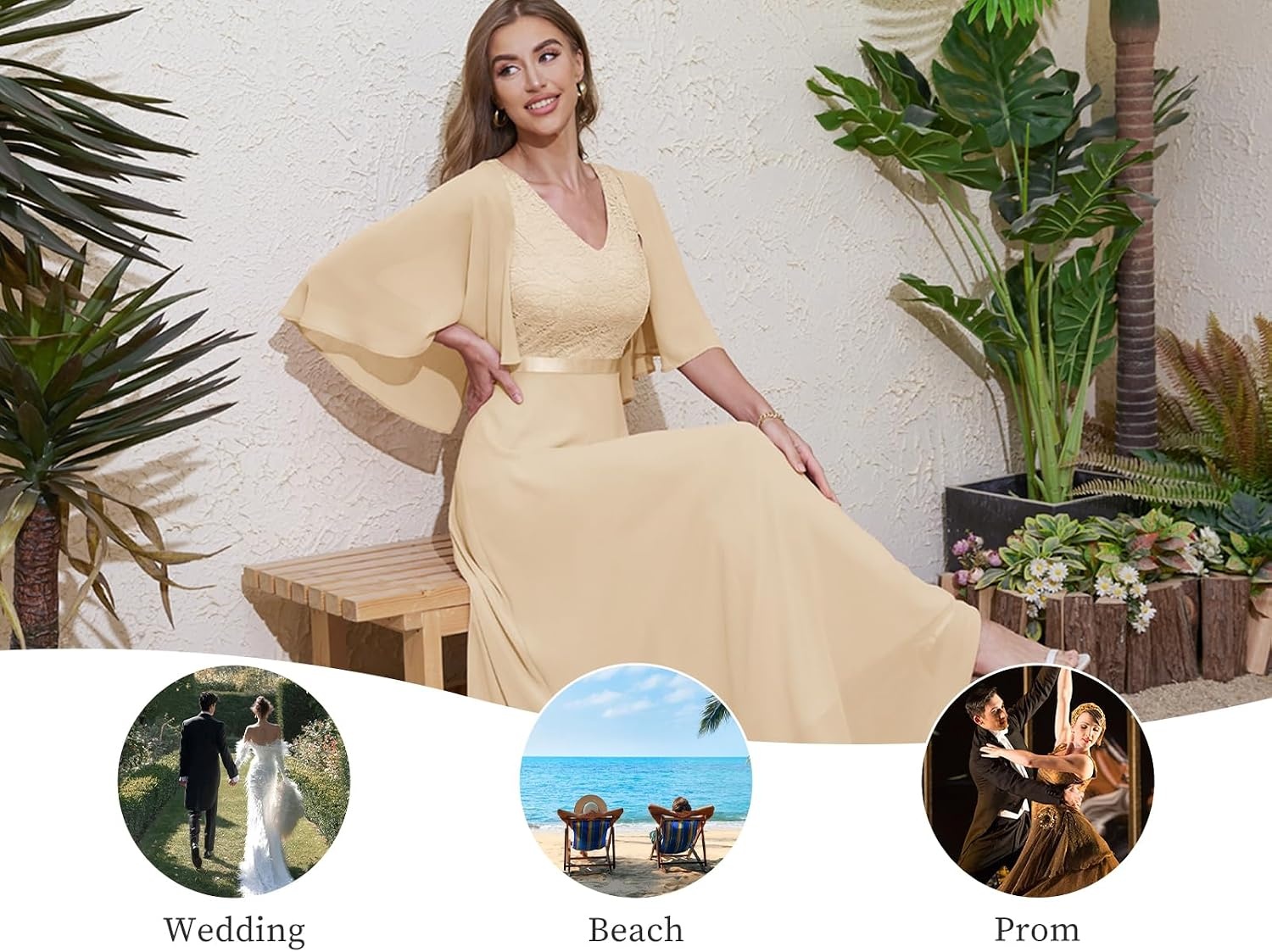 image:imageDRESSTELLS Wedding Guest Maxi Dress Mother of Bride 2026 Fall Evening GownChampagne