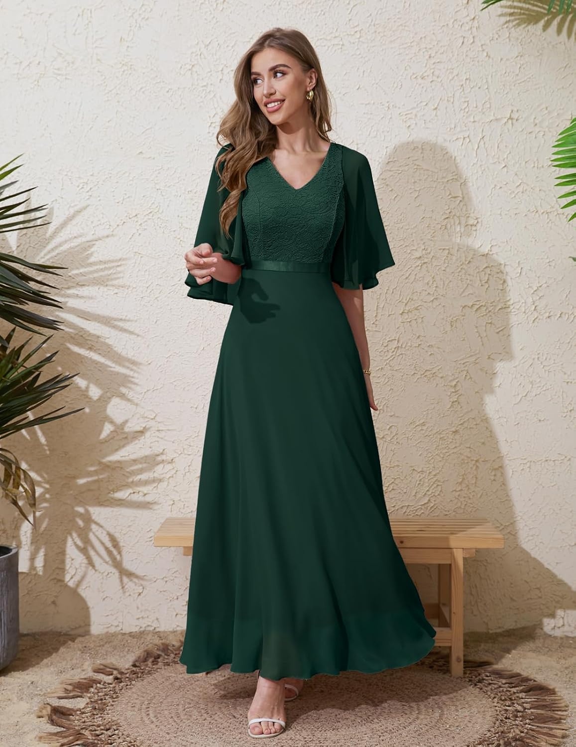 image:imageDRESSTELLS Wedding Guest Maxi Dress Mother of Bride 2026 Fall Evening GownDarkgreen