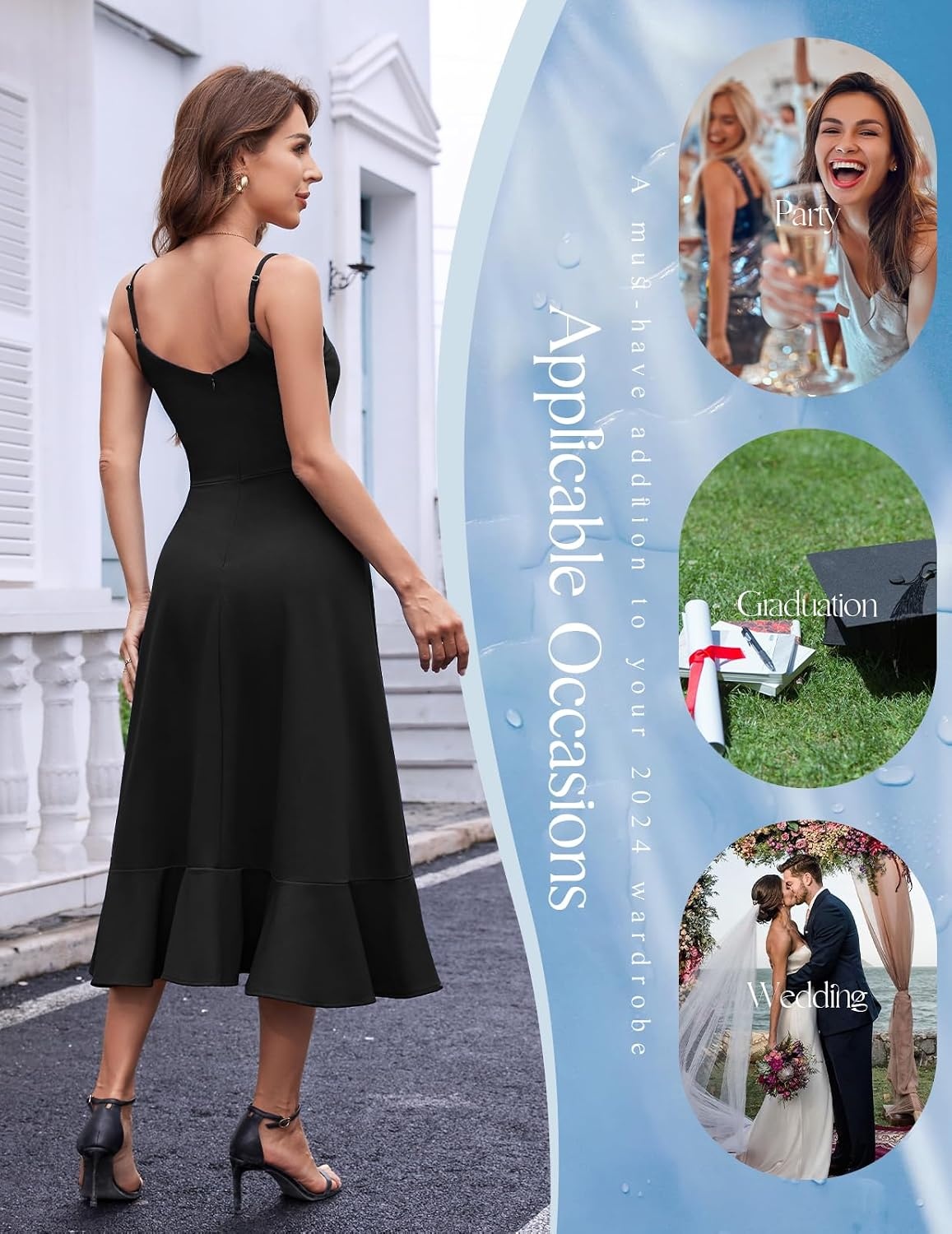 image:imageDRESSTELLS Womens Cocktail Dresses for Formal Wedding GuestBlack