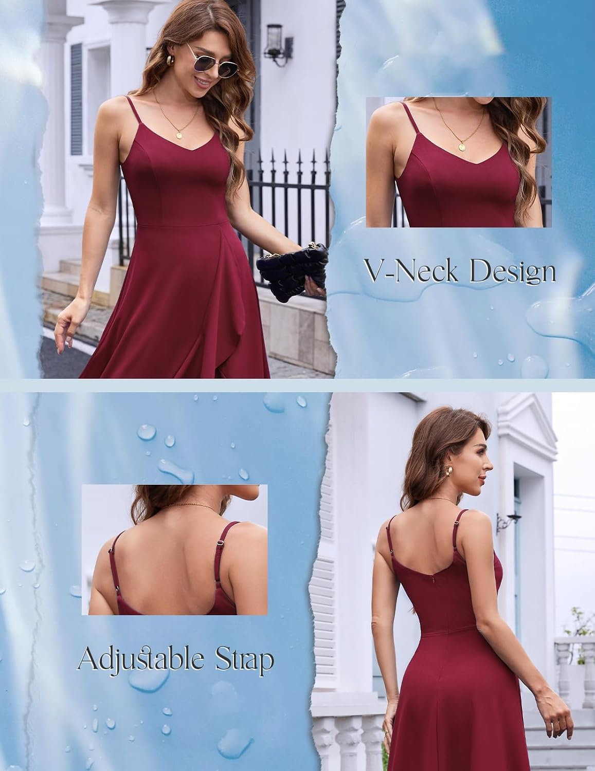 image:imageDRESSTELLS Womens Cocktail Dresses for Formal Wedding GuestBurgundy