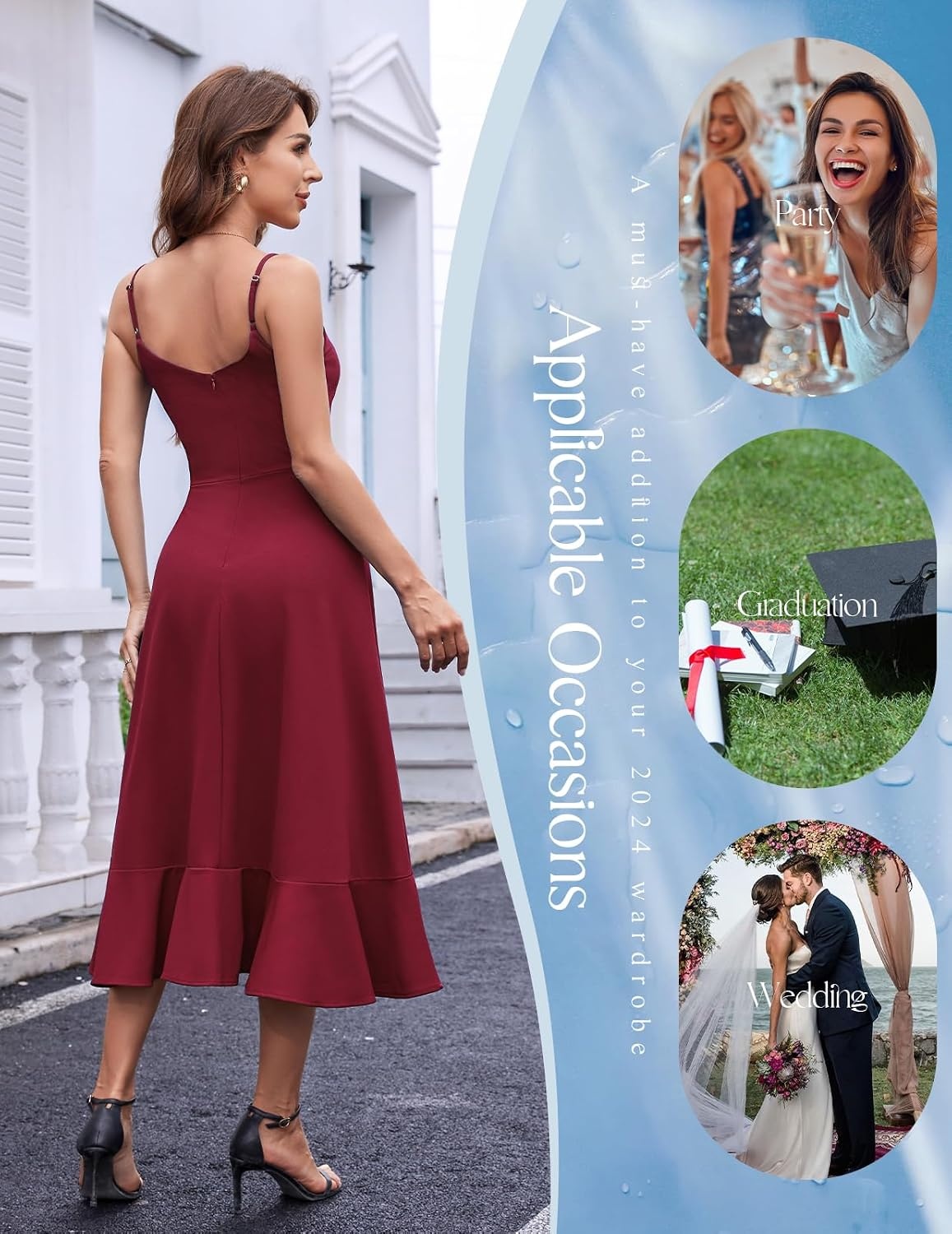 image:imageDRESSTELLS Womens Cocktail Dresses for Formal Wedding GuestBurgundy