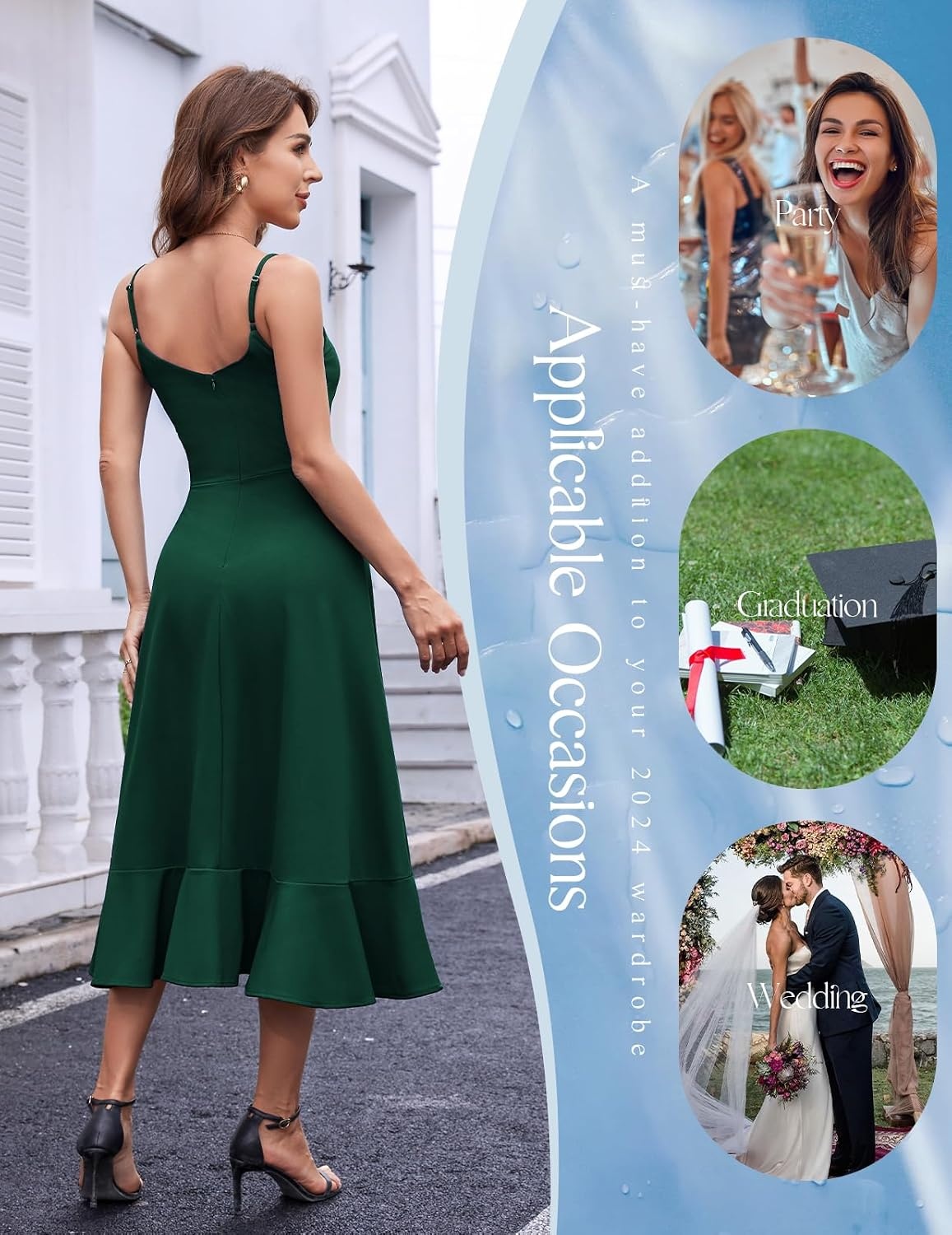 image:imageDRESSTELLS Womens Cocktail Dresses for Formal Wedding GuestDarkgreen