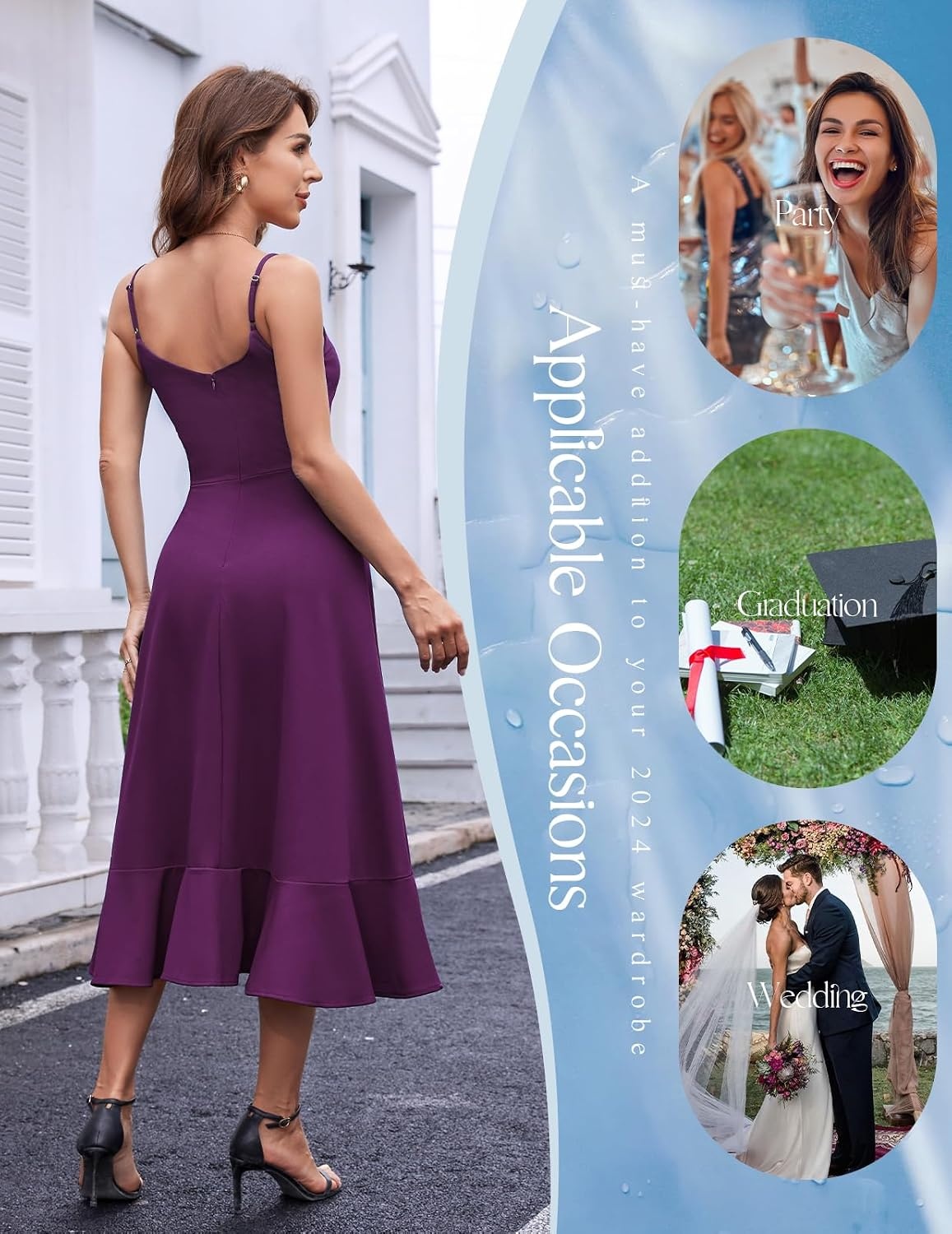 image:imageDRESSTELLS Womens Cocktail Dresses for Formal Wedding GuestGrape