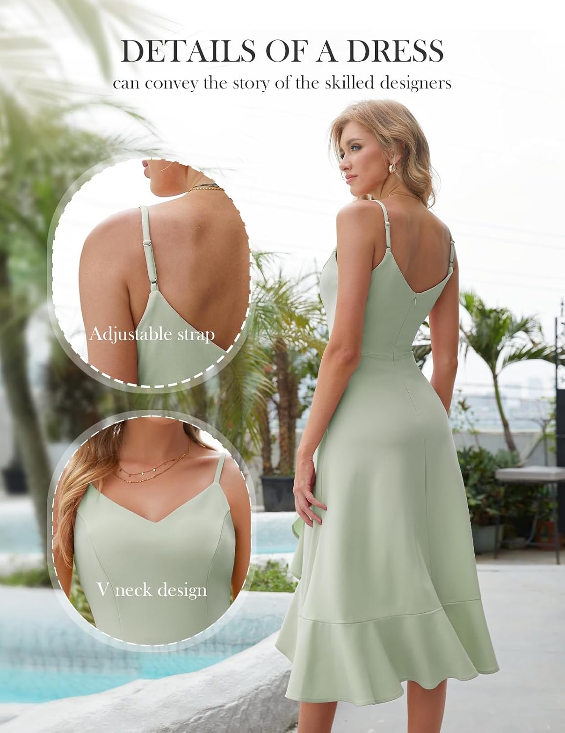 image:imageDRESSTELLS Womens Cocktail Dresses for Formal Wedding GuestLightgreen