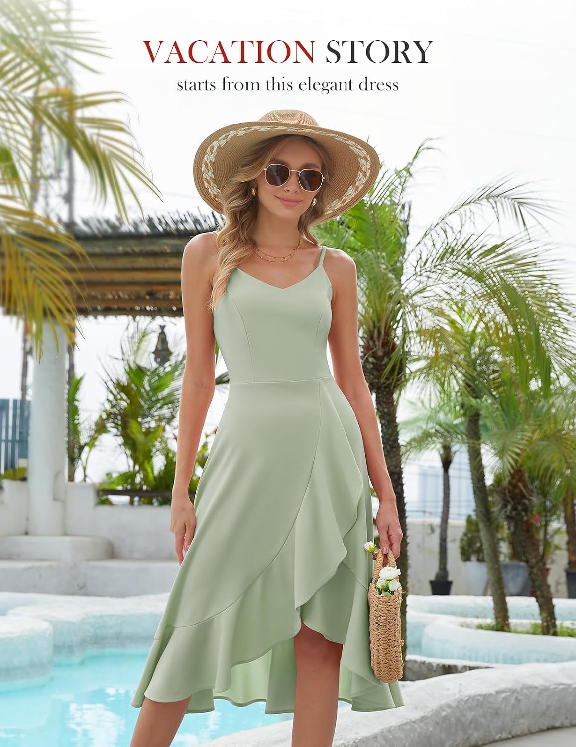 image:imageDRESSTELLS Womens Cocktail Dresses for Formal Wedding GuestLightgreen