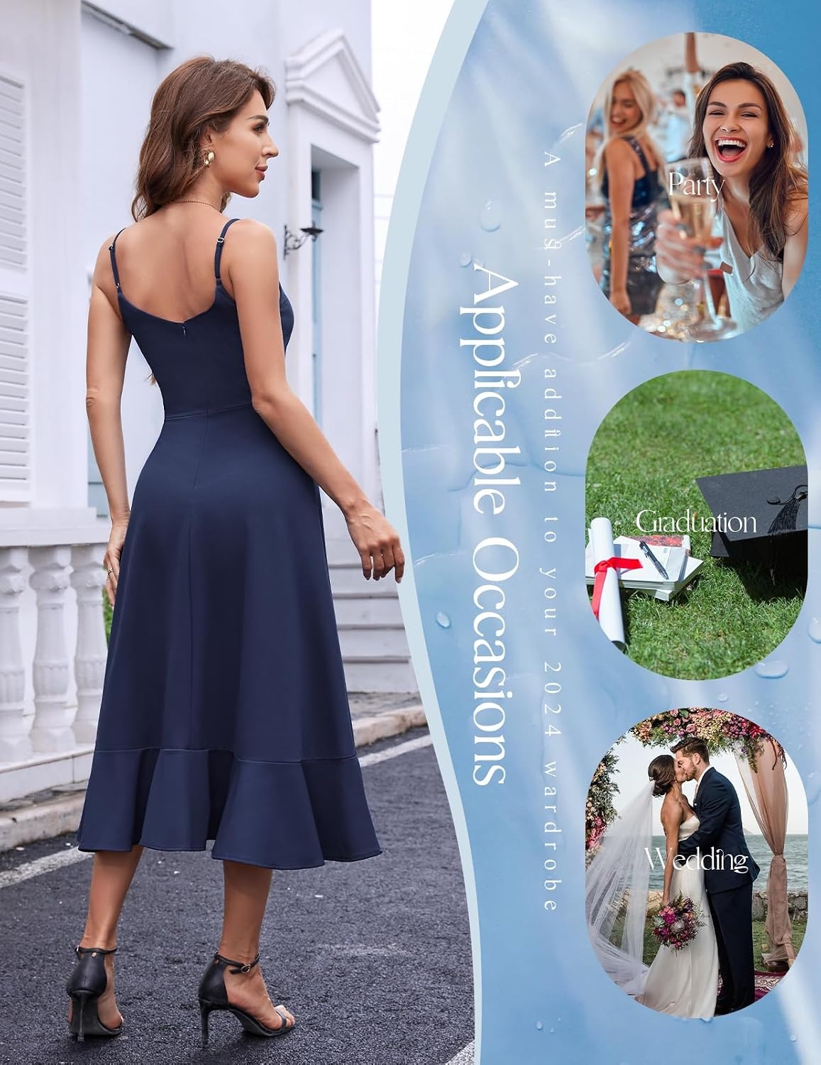 image:imageDRESSTELLS Womens Cocktail Dresses for Formal Wedding GuestNavy