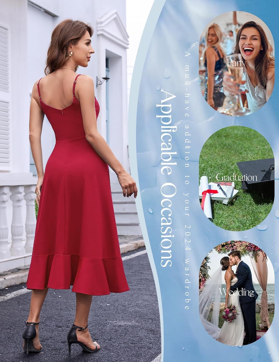 image:imageDRESSTELLS Womens Cocktail Dresses for Formal Wedding GuestRed