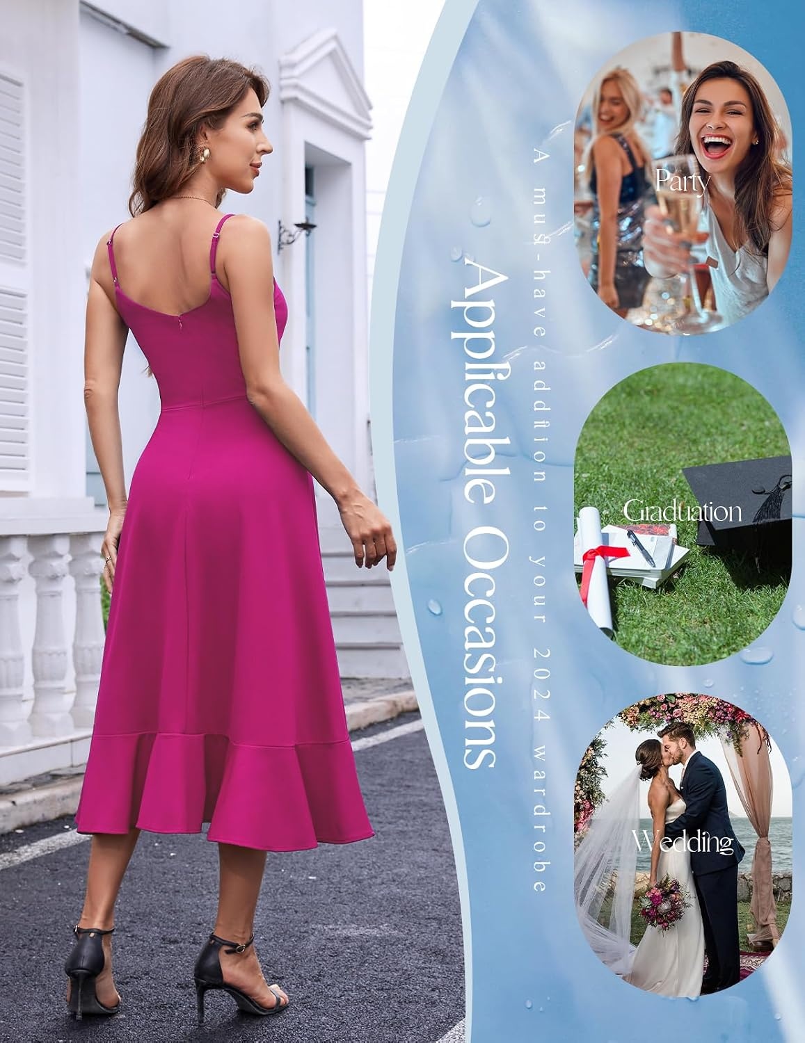 image:imageDRESSTELLS Womens Cocktail Dresses for Formal Wedding GuestRose