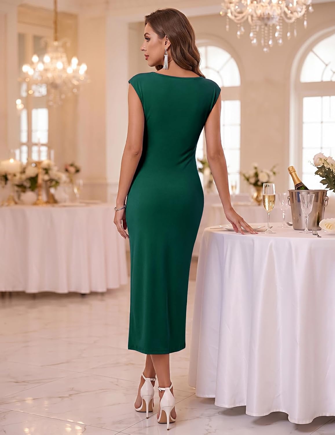 image:imageDRESSTELLS Womens Cocktail Midi Dresses for Wedding GuestDarkgreen
