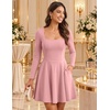 DRESSTELLS Long Sleeve Cocktail Dresses for Women, A-Line Mini Short Dress(Blush)
