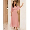 DRESSTELLS Wedding Guest Maxi Dress Mother of Bride 2026 Fall Evening Gown(Blush)
