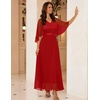DRESSTELLS Wedding Guest Maxi Dress Mother of Bride 2026 Fall Evening Gown(Red)