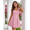 DRESSTELLS Women’s Cocktail Dress, Short Wedding Guest Summer Mini Square Neck Bow Tie Homecoming Party Dresses 2026(Pink)