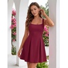 DRESSTELLS Women’s Cocktail Dress, Short Wedding Guest Summer Mini Square Neck Bow Tie Homecoming Party Dresses 2026(Winered)