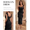 DRESSTELLS Women’s Formal Wedding Guest Dresses, Long Sequin Cocktail Dress(Black)
