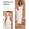 DRESSTELLS Women’s Formal Wedding Guest Dresses, Long Sequin Cocktail Dress(White)