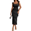 DRESSTELLS Women’s Formal Wedding Guest Dresses, Long Sequin Cocktail Dress(Black)