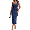 DRESSTELLS Women’s Formal Wedding Guest Dresses, Long Sequin Cocktail Dress(Navy)