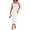 DRESSTELLS Women’s Formal Wedding Guest Dresses, Long Sequin Cocktail Dress(White)