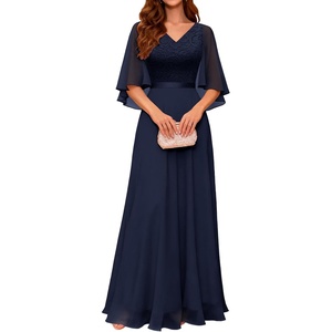 DRESSTELLS Wedding Guest Maxi Dress Mother of Bride 2026 Fall Evening Gown(Navy)