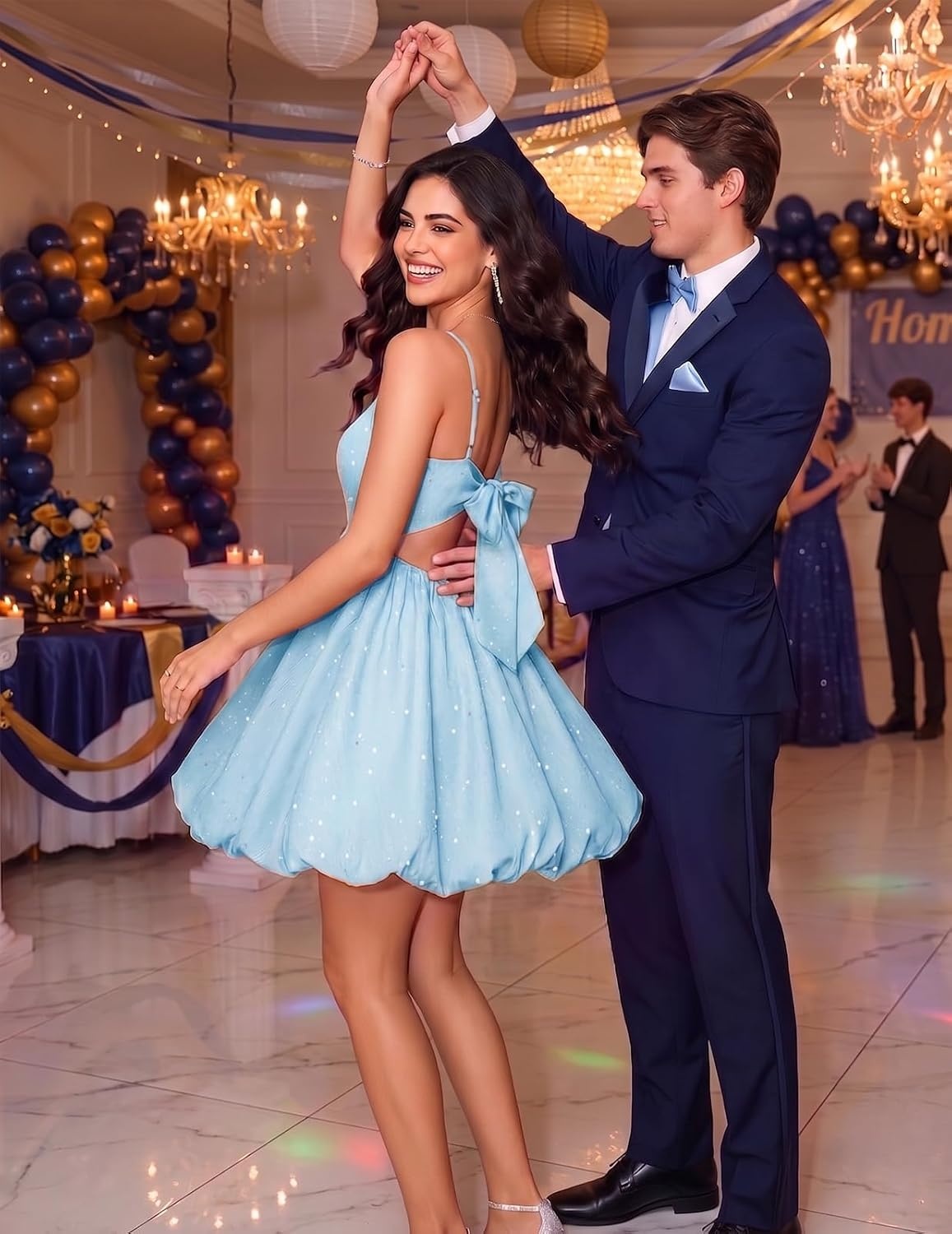 image:imageSparkly Bubble Dress Short Homecoming Party Dress Summer 2026 Blue XL