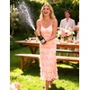 DRESSTELLS Formal Floral Wedding Guest Dresses for Women 2026 Long Cocktail Party Summer Spaghetti Strap Mesh Ruched Maxi Slit Dress Pink Floral M