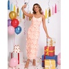 DRESSTELLS Formal Floral Wedding Guest Dresses for Women 2026 Long Cocktail Party Summer Spaghetti Strap Mesh Ruched Maxi Slit Dress Pink Floral M