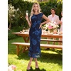 DRESSTELLS Women’s Floral Wedding Guest Cocktail Midi Dresses 2026 Navy M